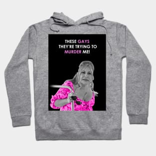 Jennifer Coolidge these gays are trying to murder me (pink version) Hoodie